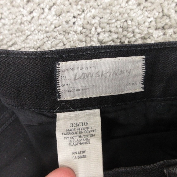 Denim & Supply Ralph Lauren Jeans Mens 33x30 Black Low Skinny Faded Denim Pants - Picture 7 of 9